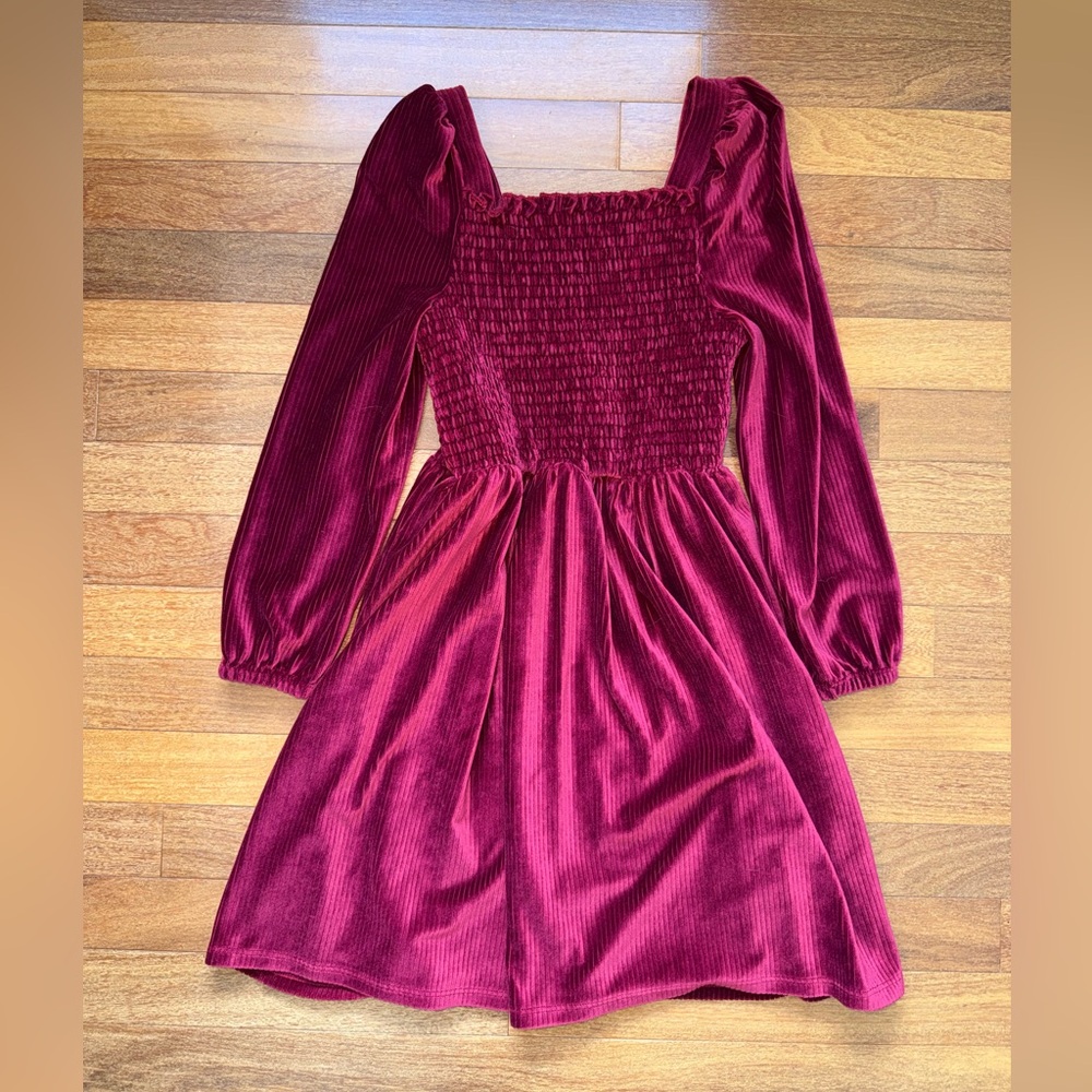Burgundy Velvet Kids Dress